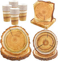 Kochorie 96 Pieces Camping Wood Grain Slice Tableware Set Rustic Wood Party Supplies Including Paper Plates Cups Napkins Serves 24 Guests for Hunting Baby Shower Lumberjack Birthday Party by Kochorie