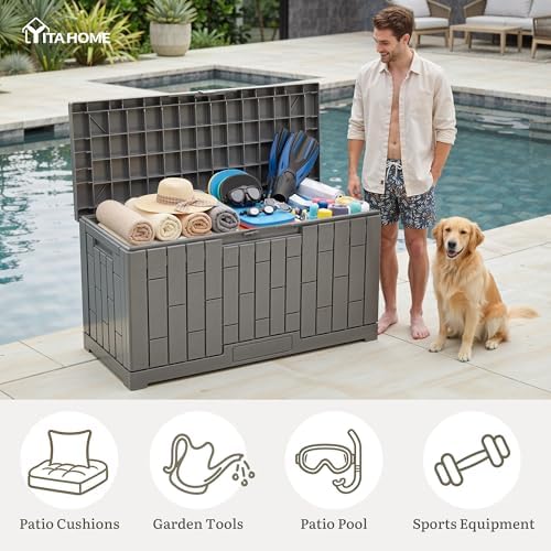 YITAHOME 60 Gallon Outdoor Storage Box w/Slide-Locking Lid - Image 4