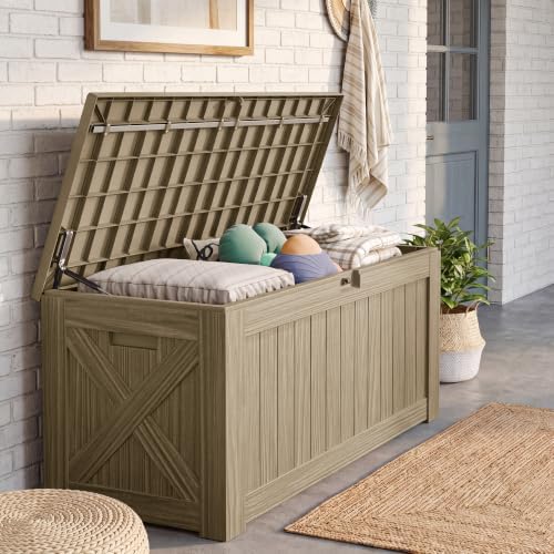 JUMMICO 120 Gallon Resin Deck Box, Large Outdoor Storage Box Waterproof - Image 4