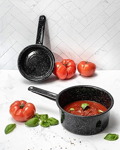 Granite Ware Saucepan Set, 1 Qt & 2 Qt - Speckled Black, Set of 2 - Image 2