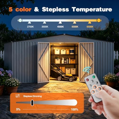 14 x 12 FT Outdoor Storage Shed, Heavy-Duty Galvanized Steel Tool Shed with Reinforced Frame, 2Magnetic Light, Lockable Double Door & Side Vents for Backyard Large Equipment, Gray - Image 5