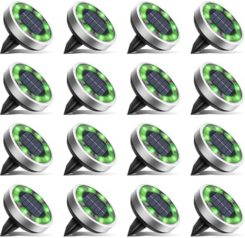 btfarm 16 Pack Solar Lights Outdoor Waterproof, 8 LED Solar Ground Lights by btfarmdecorativelighting