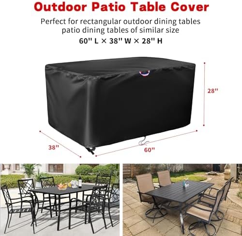 60" Rectangle Patio Dining Table Cover Outdoor Waterproof 60x38x28in - Image 2