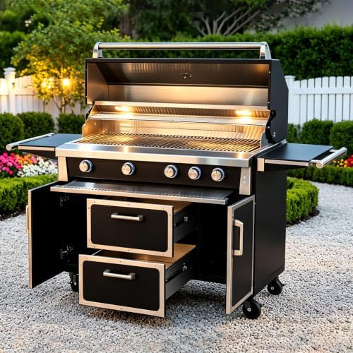 Black 49" Stainless Steel Natural Gas Grill, 4 Burners & Infrared Burner - Image 2