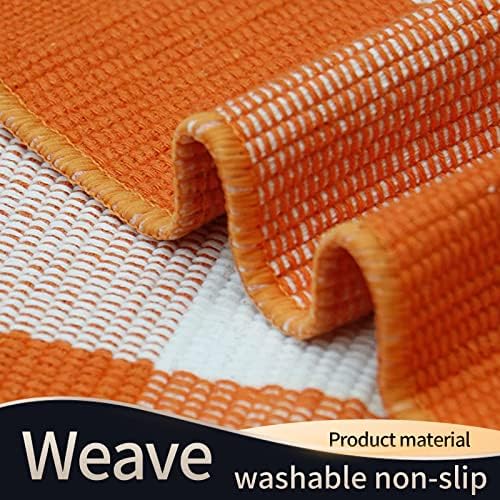 SEEKSEE Halloween Decor Buffalo Plaid Outdoor Rug 27.5x43 Orange and White Front Door Mat, Layering Rug for Porch, Halloween Doormat, Front Porch Rug for Outdoor Entrance Entryway Patio Porch Decor - Image 6