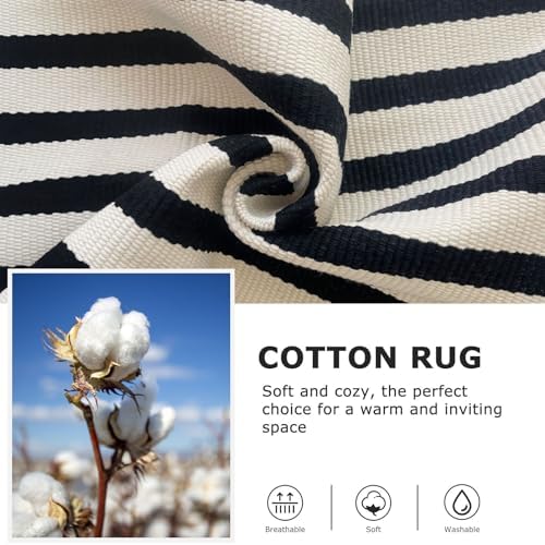 IOHOUZE 2x3 Striped Outdoor Door Mat, Washable Porch Rug, Black Beige - Image 6