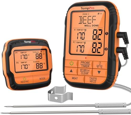 TempPro TempSync 500FT Wireless Meat Thermometer for Grilling and Smoking by TempPro