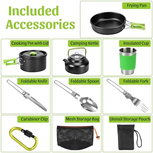 14pcs Camping Cookware Set Camping Pots and Pans Set with Cups Plates Forks Knives Spoons for Camping Outdoor Cooking and Picnic - Image 2