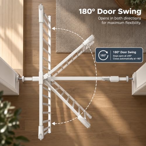 Extra Tall Baby and Dog Gate, 40.55" H, 29.92"-46.45" W, White - Image 6
