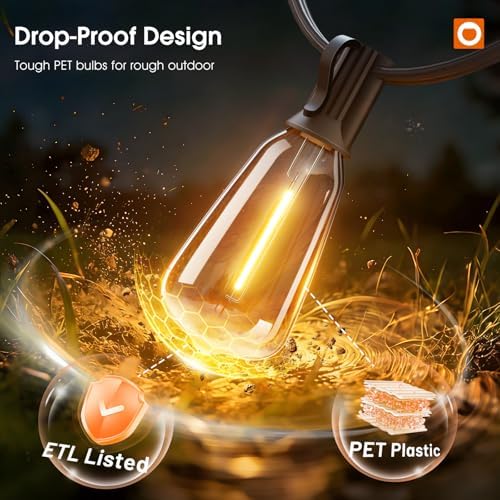 addlon 400FT(50*8) Outdoor String Lights with Remote LED Edison Waterproof - Image 4