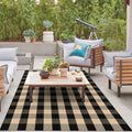 IOHOUZE 5x7 Buffalo Plaid Area Rug, Washable Indoor Outdoor, Tan Black by iOhouze