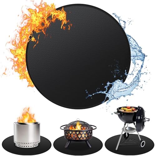 39'' Fire Pit Mat for Solo Stove Bonfire, Double-Sided Fireproof Under Grill Mat Deck Patio Protector Pad, Round BBQ Mat for Solo Stove Accessories, Easy to Clean, Reusable by Huchiz