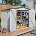 8x6FT Metal Storage Shed, Outdoor Garden Tool Shed, Galvanized Steel Lockable Backyard Organizer, Waterproof Weather Resistant Utility Storage House, Patio Courtyard Equipment Storage, Easy Assembly by GDFStudio