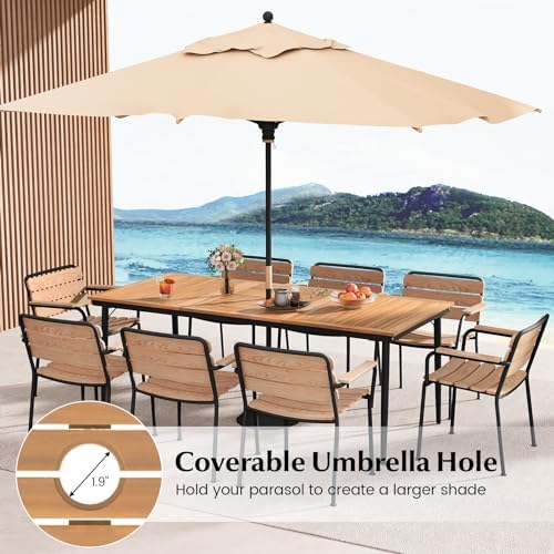 Tangkula 79" Acacia Wood Outdoor Dining Table, Rectangular Patio Table - Image 7