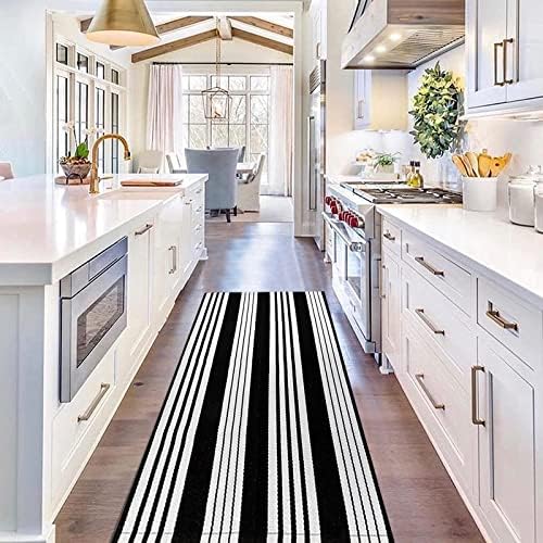 Striped Outdoor Rug 24"x51"Black and White Front Porch Rug Fall Decor - Image 7