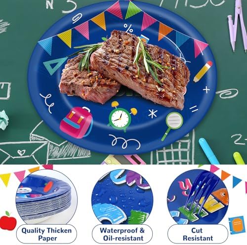 Qyeahkj 50 PCS Thank You Teachers Oval Paper Plates Large 11” Disposable We Appreciation You Party Decorations Graduation Supplies Favor Thank You Plates for Teachers Day Thankful Tableware Set - Image 3