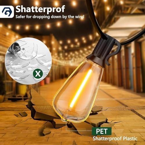 GPATIO Outdoor String Lights, 50FT ST38 Bulbs Shatterproof Patio Lights, Waterproof Dimmable Outside Hanging Light, Connectable LED Outdoor Lights for Backyard, Porch, Party, Garden, Home Decor - Image 4