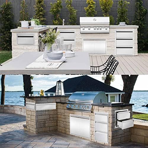 24" W Outdoor Kitchen Drawer Stainless Steel BBQ Single Drawer Flush Mount for Outdoor Kitchen Island(Overall Size:24" W x 6.5"H x 23" D inch) - Image 4