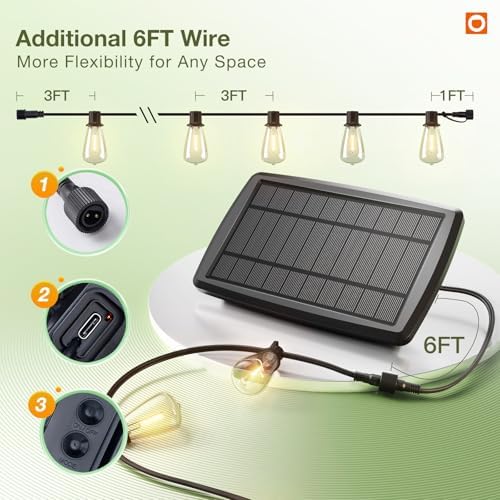 addlon 78(72+6) FT Solar String Lights Waterproof with Remote USB, 24+2 LED - Image 6