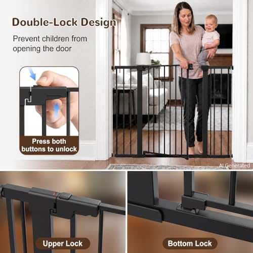 36” Tall Baby Gate with Door 29.7-48.8” Wide Adjustable Dog Gate - Image 6