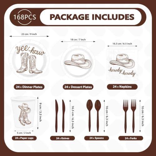 168Pcs Western Cowboy Party Decorations,Serves 24 - Image 4