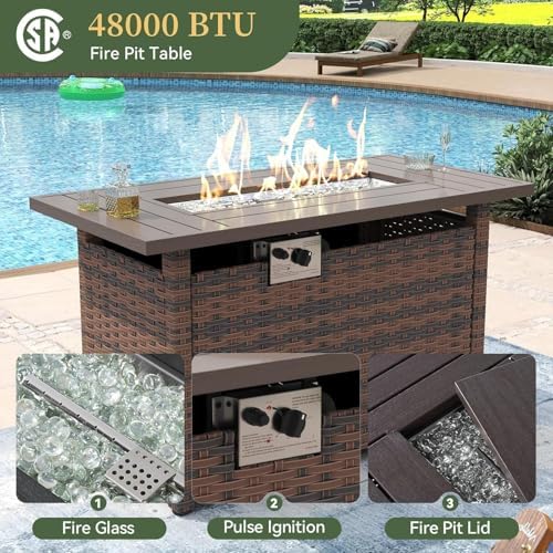 Aoxun 8-Piece Outdoor Patio Furniture Set with 44" Fire Pit Table - Image 3