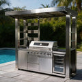94-Inch 6-Burner 85000 BTU Natural Gas Outdoor Kitchen Grill Island with Shed, 304 Stainless Steel Silver, Wine Cooler, Rotisserie, Black Granite Countertops & Sink for Backyard BBQ by Dvasovio