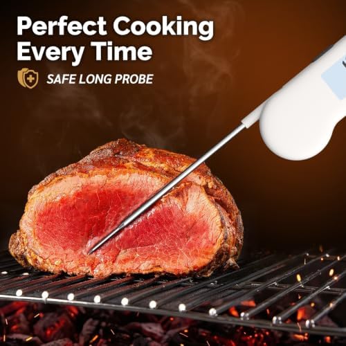 0.5 Sec Instant Read Meat Thermometer Digital for Outdoor Fryer, White - Image 6