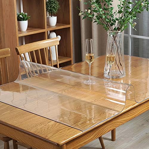 2 Sets Multi-Size Clear Table Protector Plastic Tablecloth - Wipeable Water Resistant Vinyl PVC Screen for Rectangle Dining Tables, Mat Desk Pad, Wooden Furniture - 24x36 Inch - Image 2