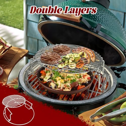 5 Piece Expander Rack for Big Green Egg Medium Replacement Kit Grill Racks for Eggspander Conveggtor Basket 304 Stainless Steel with Removable Cooking System BGE Accessories - Image 3
