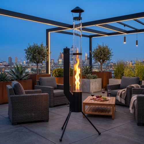 64" Pellet Stove, Outdoor Wood Pellet Patio Heater with Glass Tube - Image 6