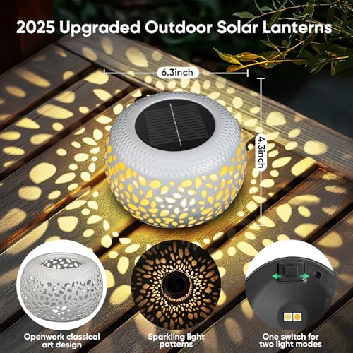 Solar Lanterns Outdoor Waterproof: 4 Pack White Hollow Out Solar Lights - Image 4