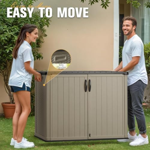 Greesum 26 CUFT Outdoor Storage Cabinet with 2 Lockable Doors, Beige - Image 4