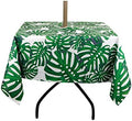 ColorBird Spring & Summer Palm Leaf Outdoor Tablecloth Waterproof Spillproof Polyester Table Cover with Zipper Umbrella Hole for Patio Garden Tabletop Decor, 60" Square, Zippered by ColorBird