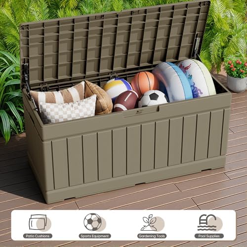 JUMMICO 78 Gallon Deck Box Waterproof Resin Outdoor Storage Box - Image 3