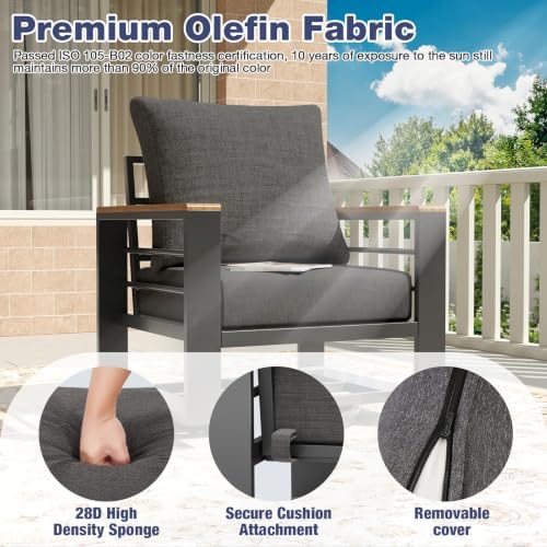 Aoxun Aluminum Patio Furniture Set 7 Seats with Swivel Chairs, Dark Grey - Image 5
