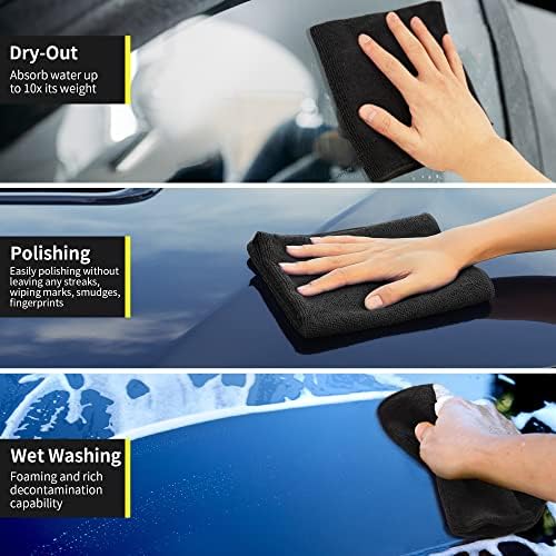 Microfiber Cleaning Cloth, Premium 8 Pack Cleaning Towels, Lint-Free & Streak-Free Ultra Absorbent, 300GSM Reusable Microfiber Towel for Cars Shop Garage Home and Kitchen, 12.6" x 12.6" - Image 4
