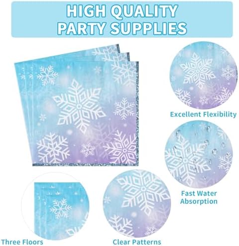 Grencian 96Pcs Blue Frozen Snowflake Party Decoration, Serve 24 - Image 3
