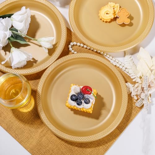 WELLIFE Gold Plastic Plates 9 Inch 50 Count - Image 2