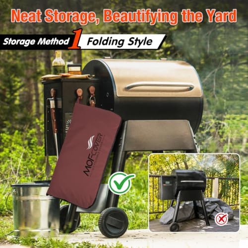 Foldable Grill Cover for Pit Boss Austin XL/Rancher XL, Waterproof 600D Heavy Duty Wood Pellet Smoker Cover, Fade＆Tear Resistant Pellet Grill Cover for 1000S/1100 Pro,Red - Image 2