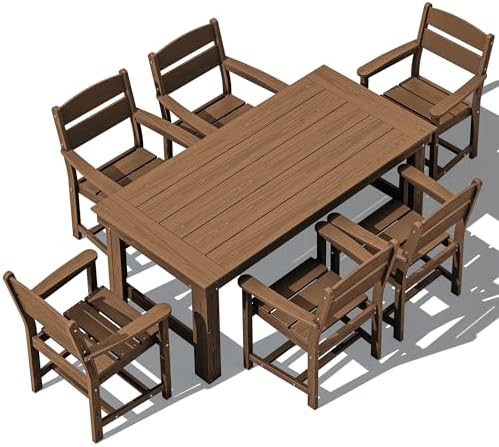 SERWALL HDPE Outdoor Dining Table and Chairs Set for 6 by SERWALL