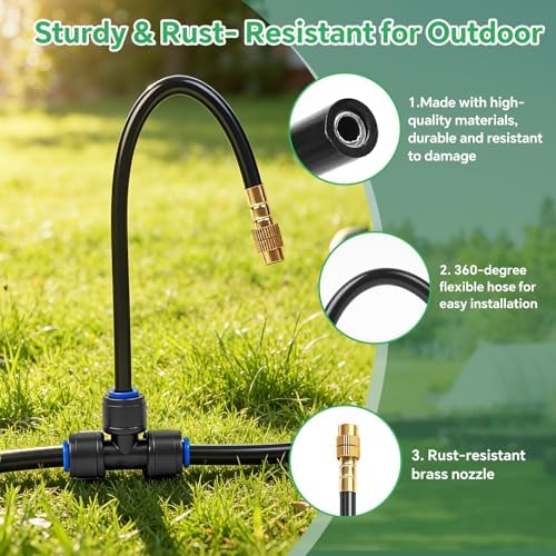 33Ft 1/4" Drip Irrigation System for Garden – Automatic Atomizing Sprinkler System for Outdoor Plants Raised Bed, Yard, Potted Plants & Lawn - Image 5