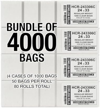 Aluf Plastics 16 Gallon 6 Micron (eq) Clear Trash Bags 24" x 33" 4000 Count - Image 2