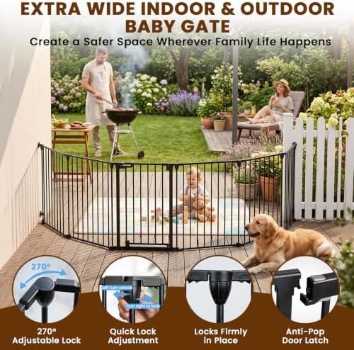 Mumeasy 150" Extra Wide Baby Gate, Play Yard Long Dog Gate for Doorways - Image 3