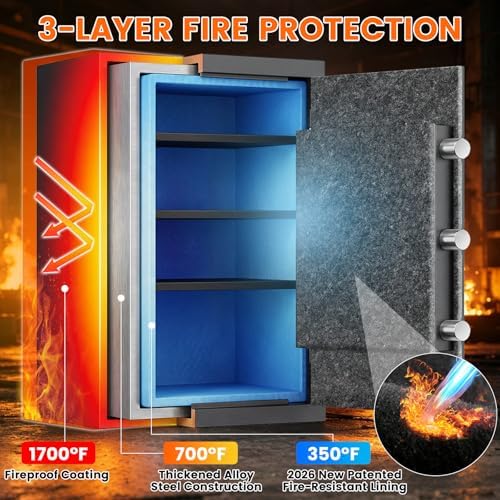 5.0Cub Large Fireproof Safe, 35Min Real Fire Protection, 23.7"Tall Safe Box - Image 4