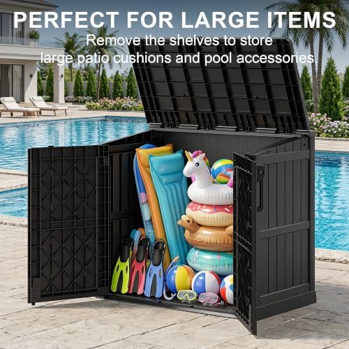 Outdoor Storage Box & Cabinet 36 Cu Ft, Patio Storage Box, Black - Image 2