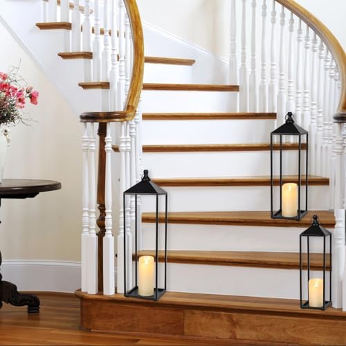 22'' 19'' 17'' Lanterns Decorative Outdoor Indoor, Set of 3 Floor Lanterns - Image 4