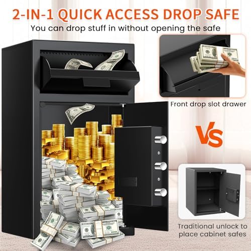 6.0 CU FT Extra Large Drop Safe for Business, Anti-Theft Money Drop Slot Safes with Digital Keypad and Spare Keys, Heavy Duty Depository Safe for Home Office Retail Store Business Mail Church - Image 3