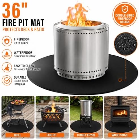 36" Fire Pit Mat for Solo Stove Bonfire, Round Fireproof Under Grill Mats for Outdoor Grill, Patio Protector Pad, Round BBQ Mat, Solo Stove Accessories - Image 4