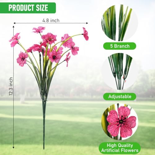 Powbrace 60 Pack Artificial Flowers for Outdoor Indoor Fake Plants(Mixed) - Image 4